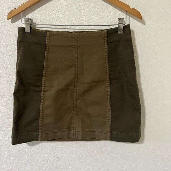 Free People Modern Femme Mini Skirt Brown Colorblock Two Tone Coastal Cowgirl-10 - Picture 2 of 8